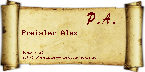 Preisler Alex névjegykártya